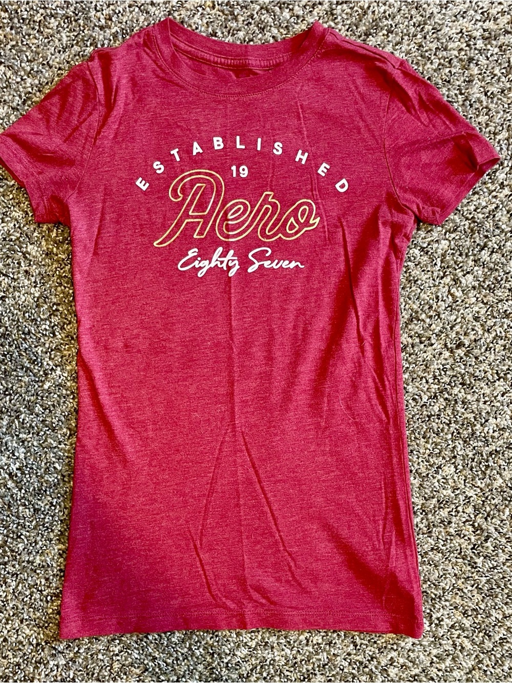 Aeropostale Red Script Logo Short Sleeve Tee Size Juniors XS